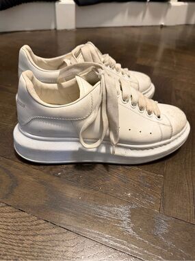 Alexander McQueen size 37 All White Platform Leather Sneakers